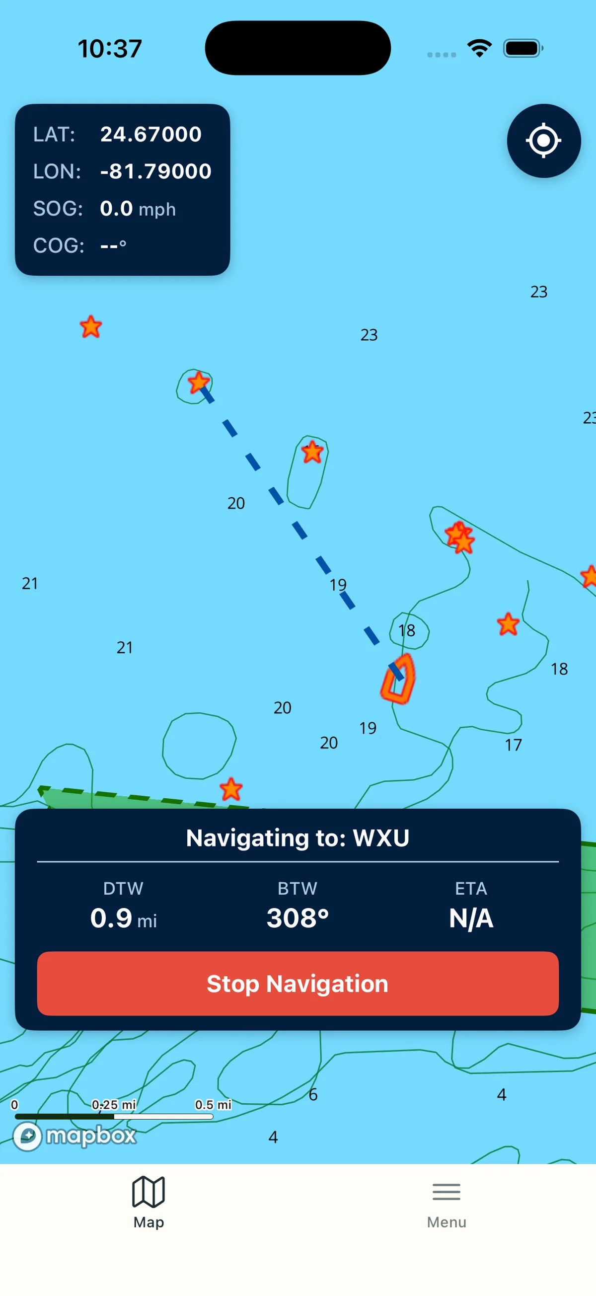 Lobsterly app, Precision Navigation: Navigate with confidence offline: live distance, bearing, and ETA to every spot.